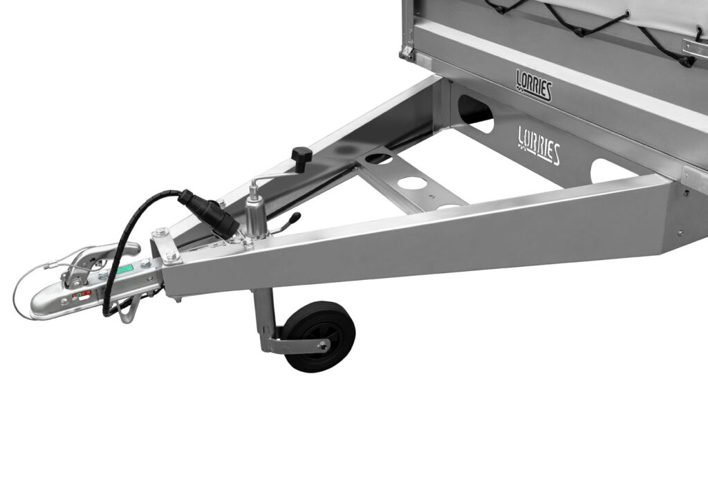 Remolque para equipaje con plataforma abatible de dos ejes, peso pesado 750 kg, con laterales desmontables